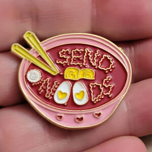 Send Noods funny ramen noodle soup bowl shaped lapel pin